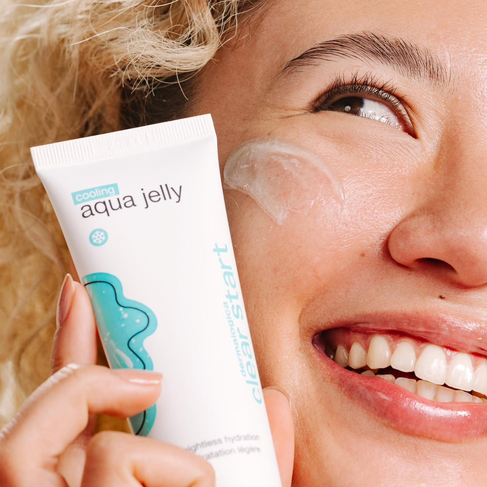 Dermalogica Clear Start Cooling Aqua Jelly being applied as part of skincare routine
