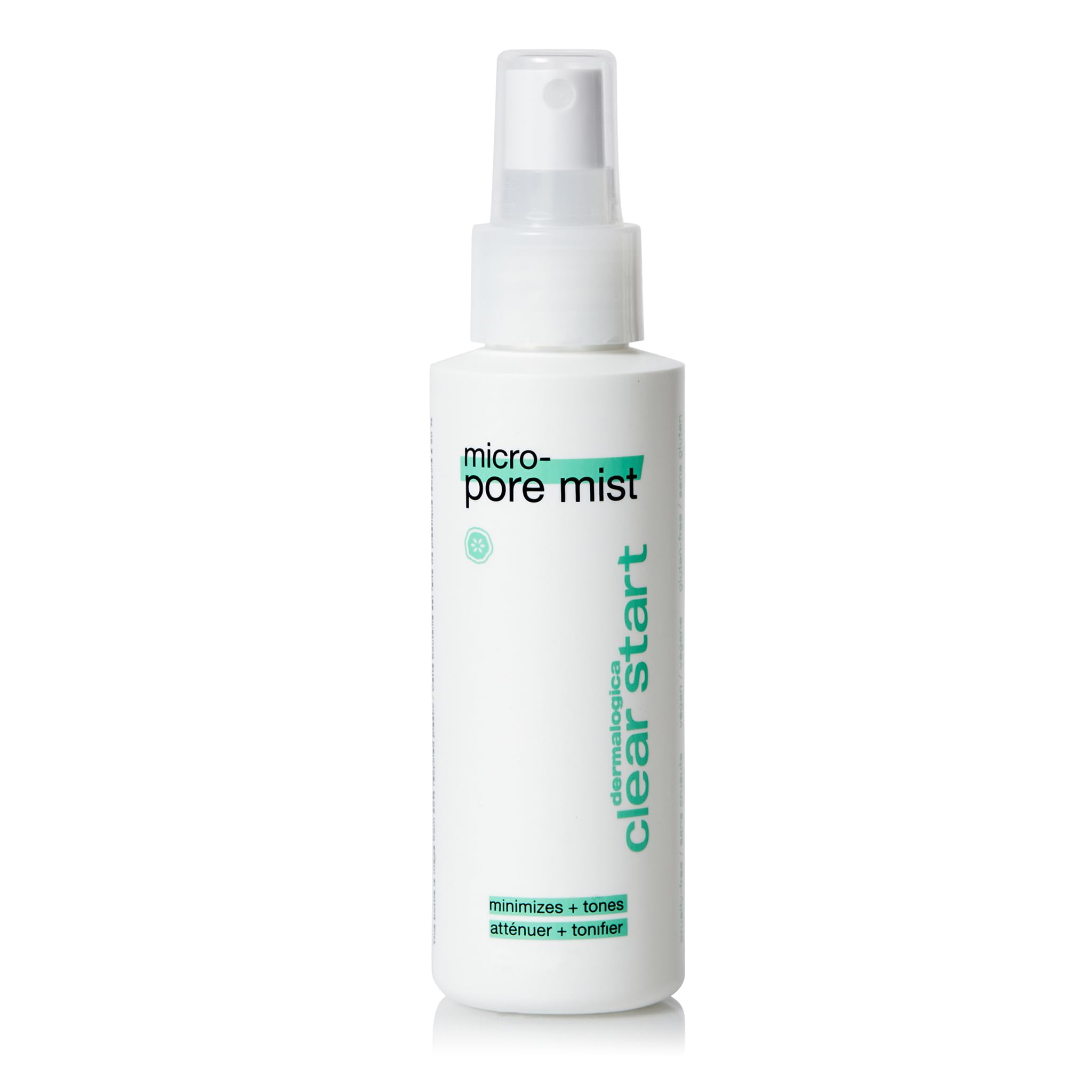 Dermalogica Clear Start Micro-Pore Mist bottle shows easy pore refinement on the go.
