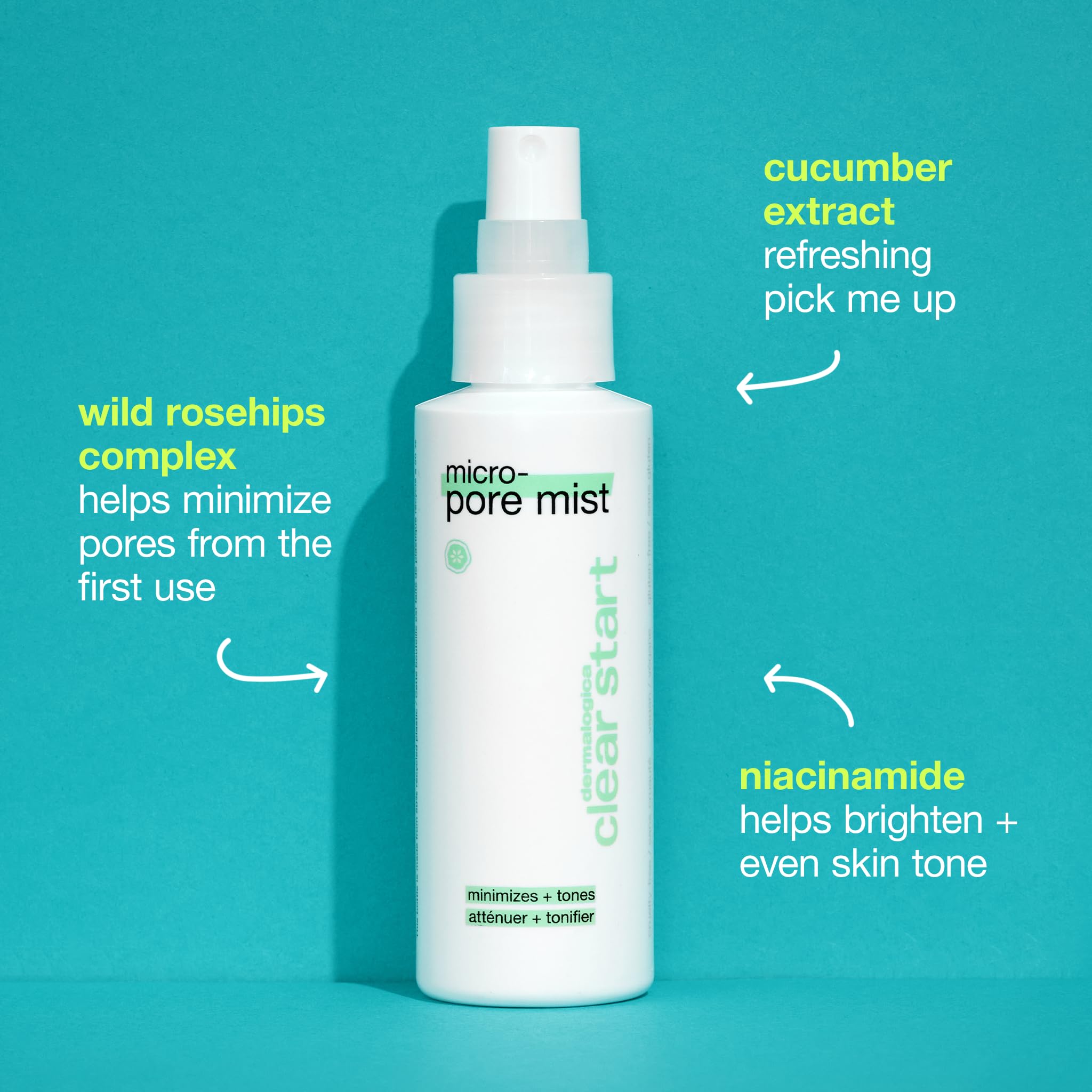 Dermalogica Clear Start Micro-Pore Mist with Niacinamide supports brighter, even skin.