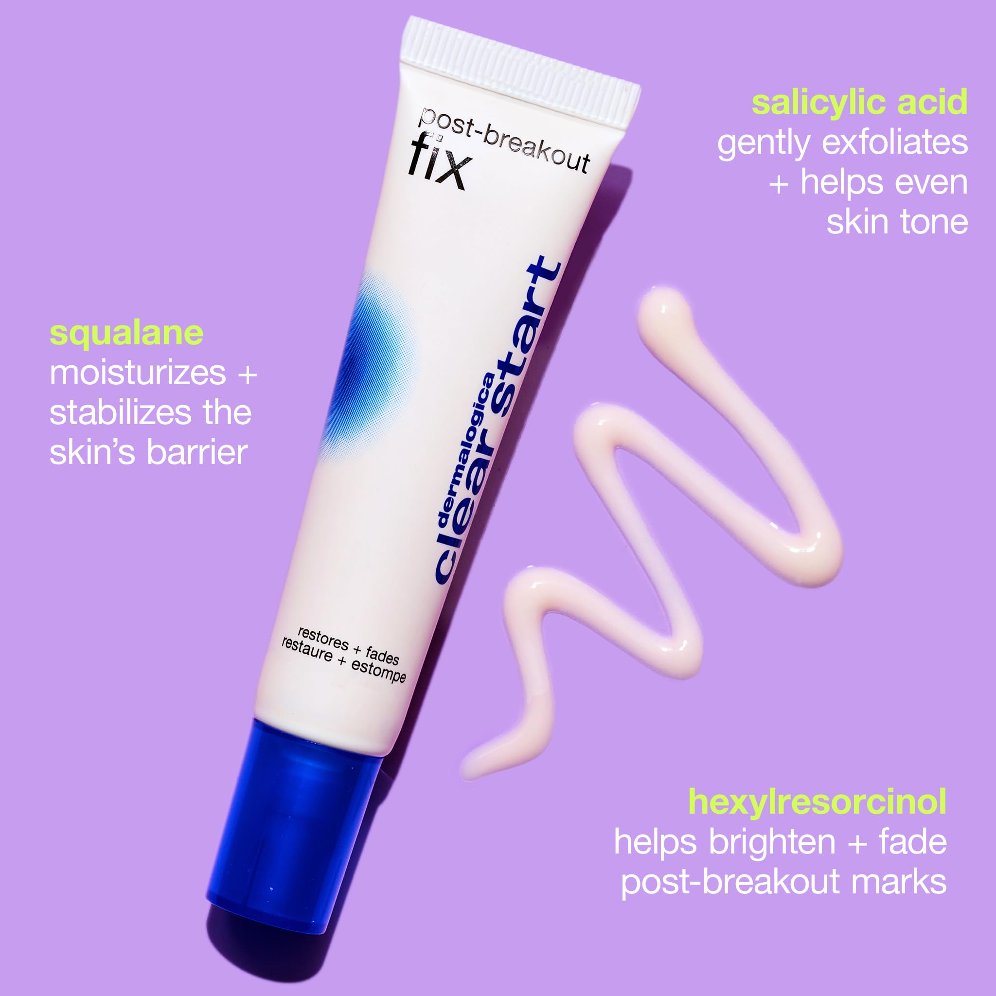 Dermalogica Clear Start Post-Breakout Fix salicylic acid close-up for gentle exfoliation.
