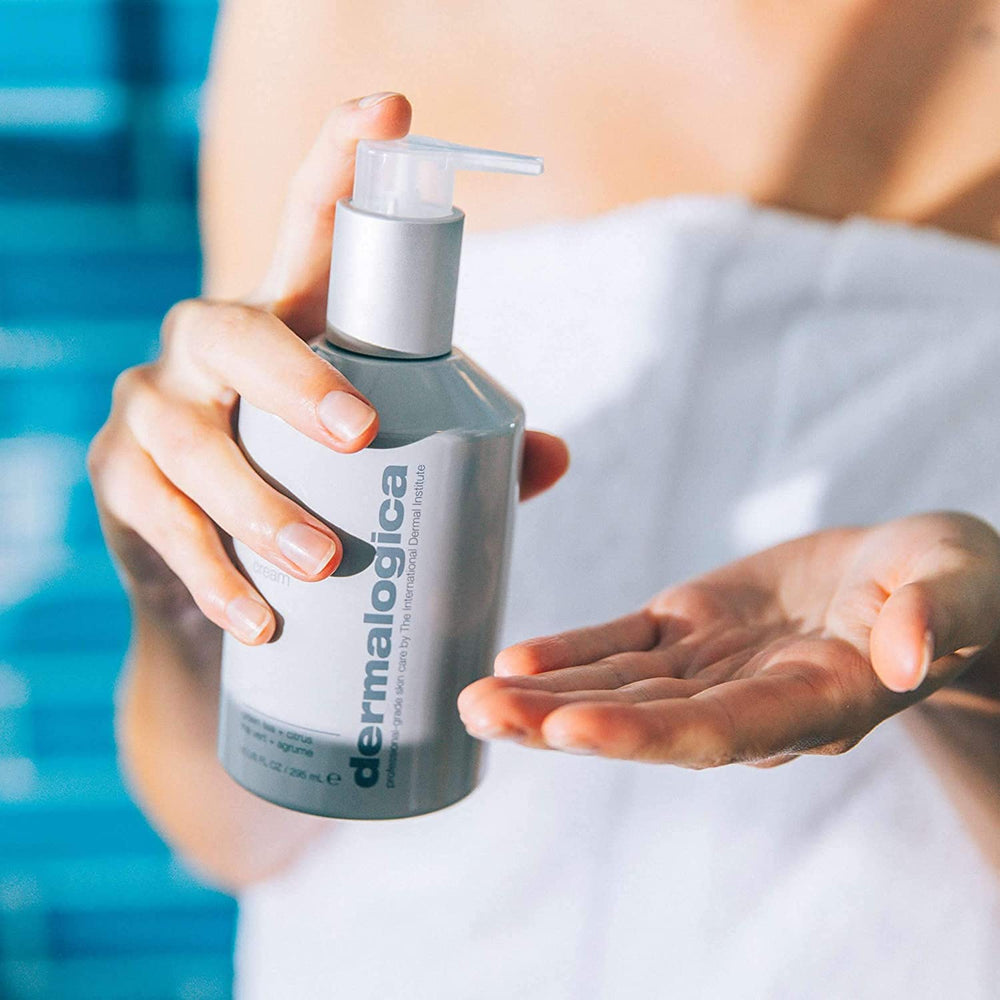 Dermalogica cream being applied reveals smooth, hydrated skin
