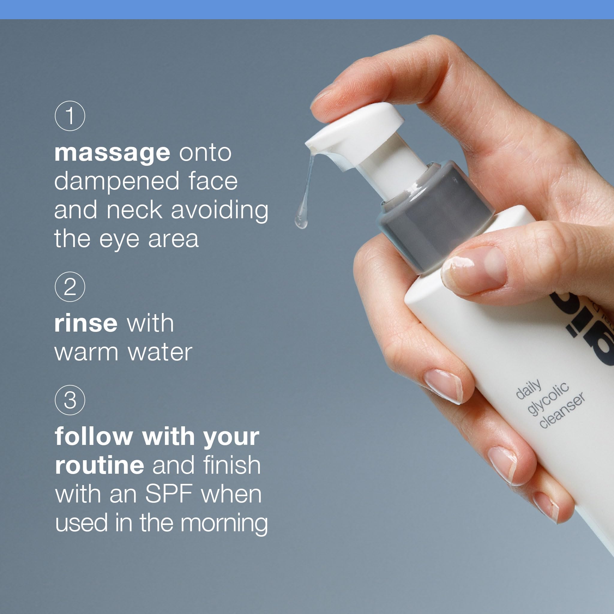 Dermalogica Daily Glycolic Cleanser face image hints at skin renewal.