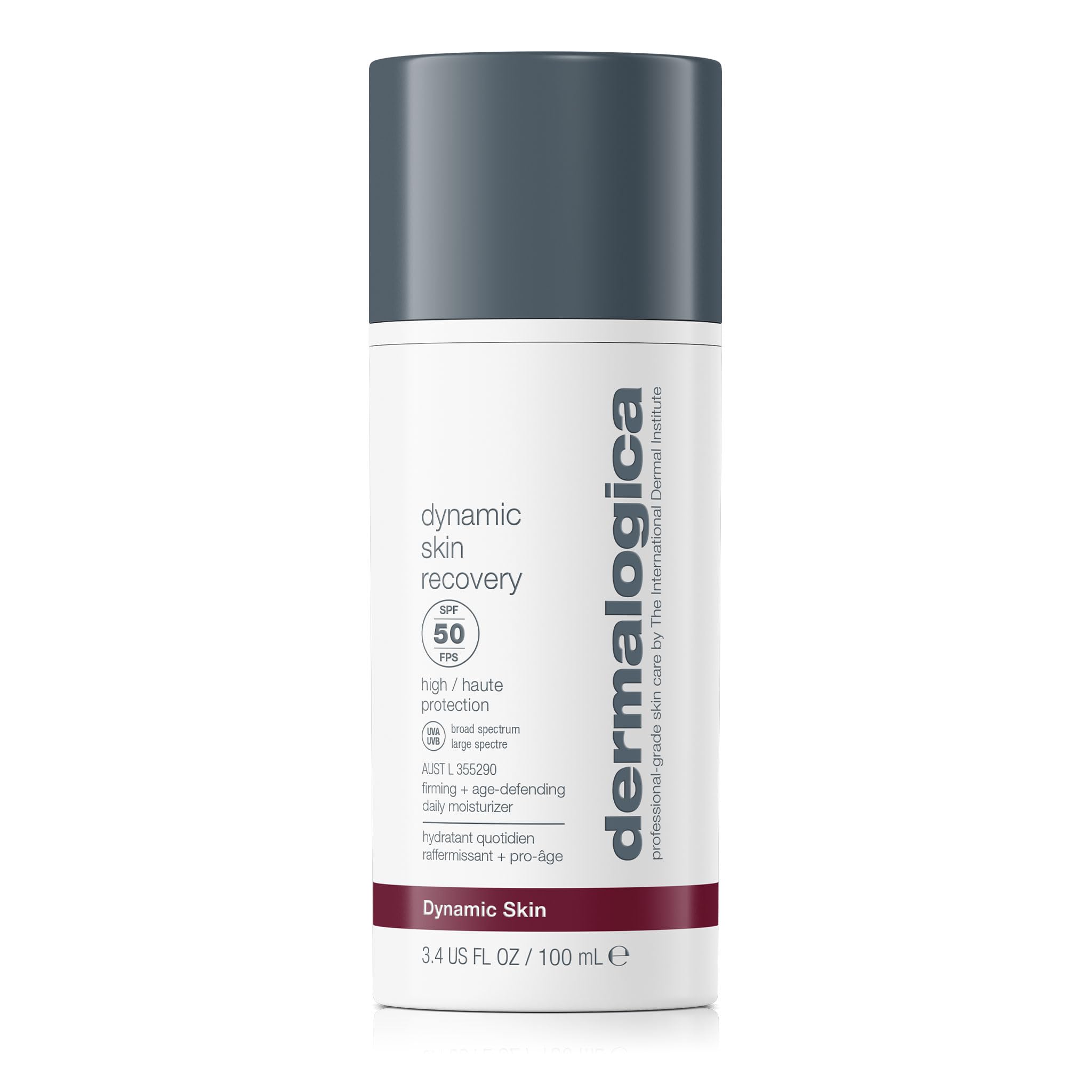 Dermalogica Dynamic Skin Recovery SPF50 bottle for daily broad-spectrum protection.