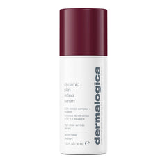 Dermalogica Dynamic Skin Retinol Serum bottle closeup for smoothing texture.