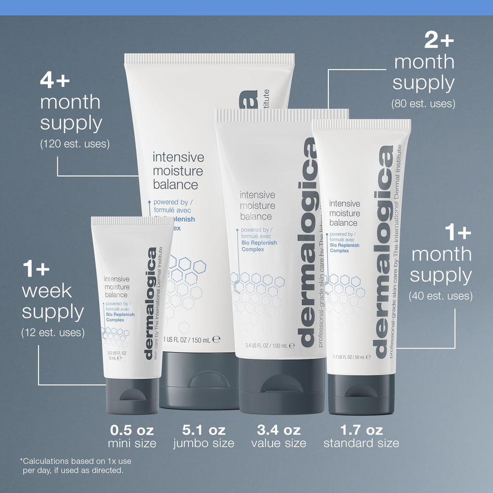 Dermalogica Intensive Moisture Balance showcasing hyaluronic acid for enhanced hydration.