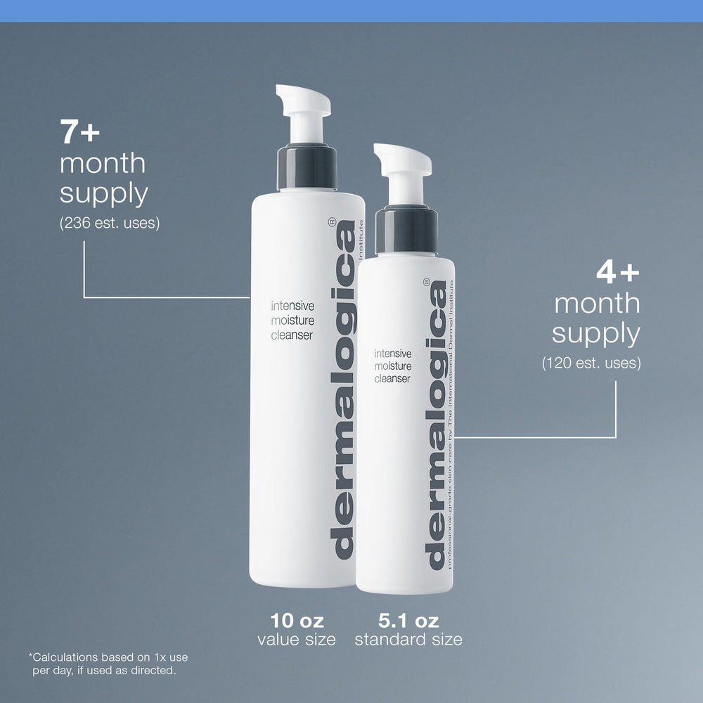 Dermalogica Intensive Moisture Cleanser hand-application demonstrates quick cleanse during busy mornings
