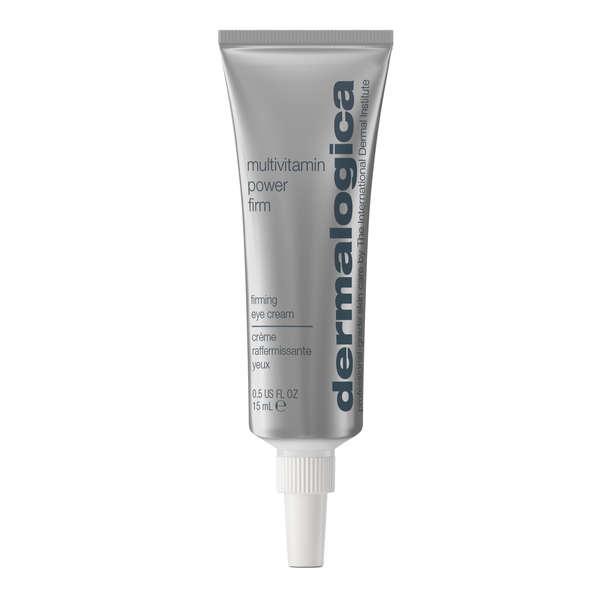 Dermalogica Multivitamin Power Firm Eye Cream bottle shows firming action around the eye.