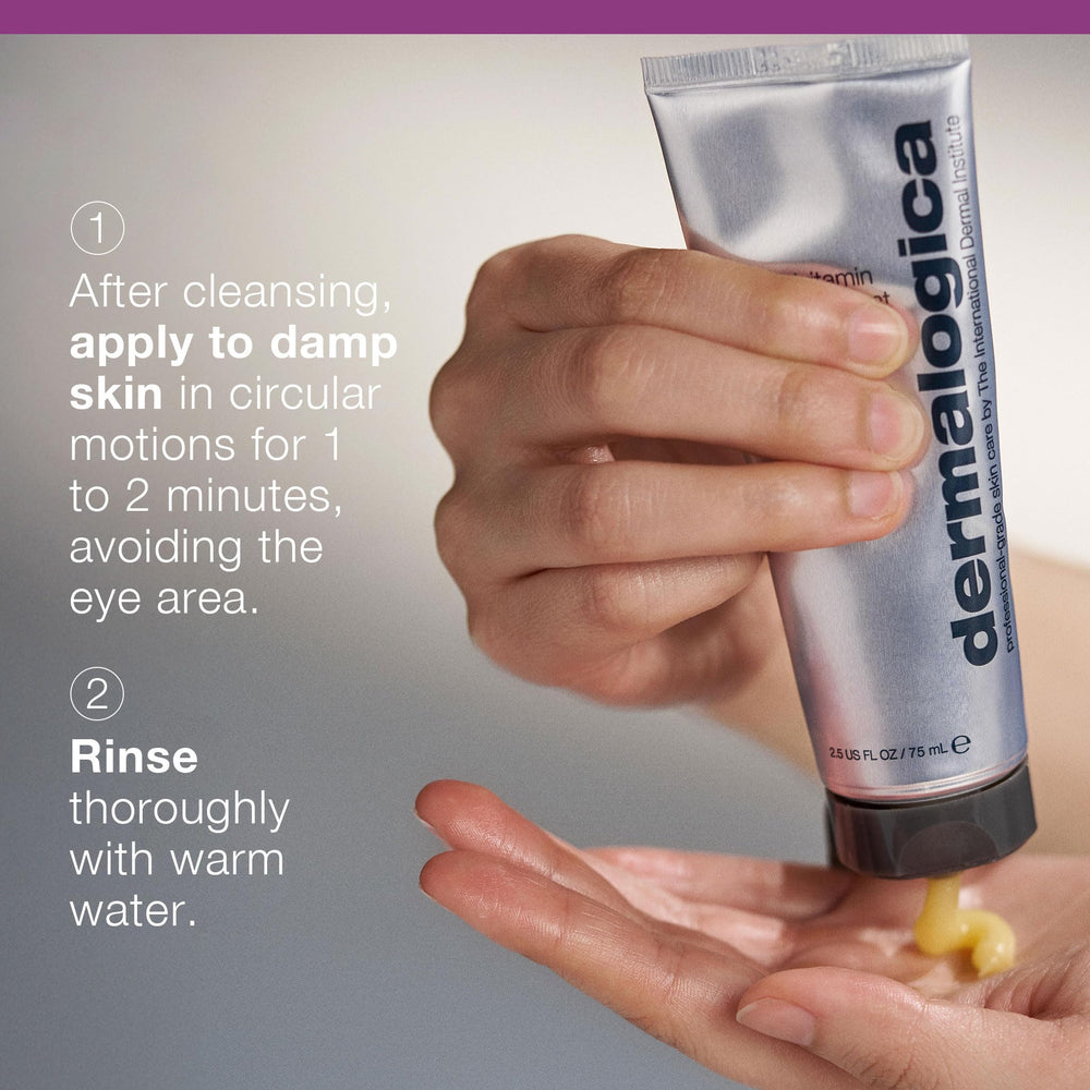 Dermalogica Multivitamin Thermafoliant in hand illustrating smoothing texture during application