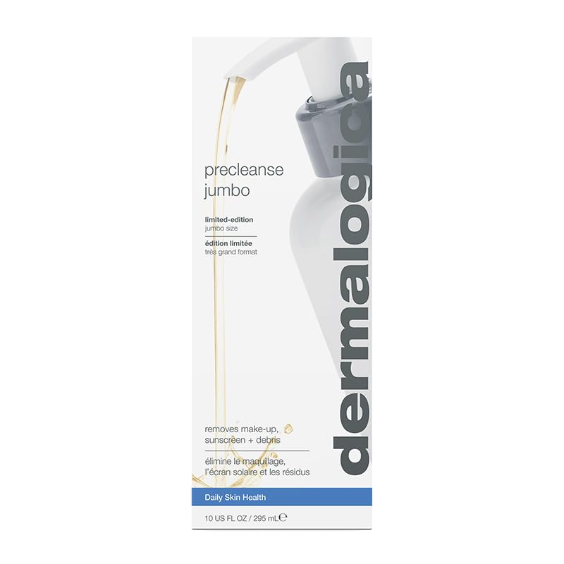 Dermalogica PreCleanse label close-up highlights cleansing benefits.