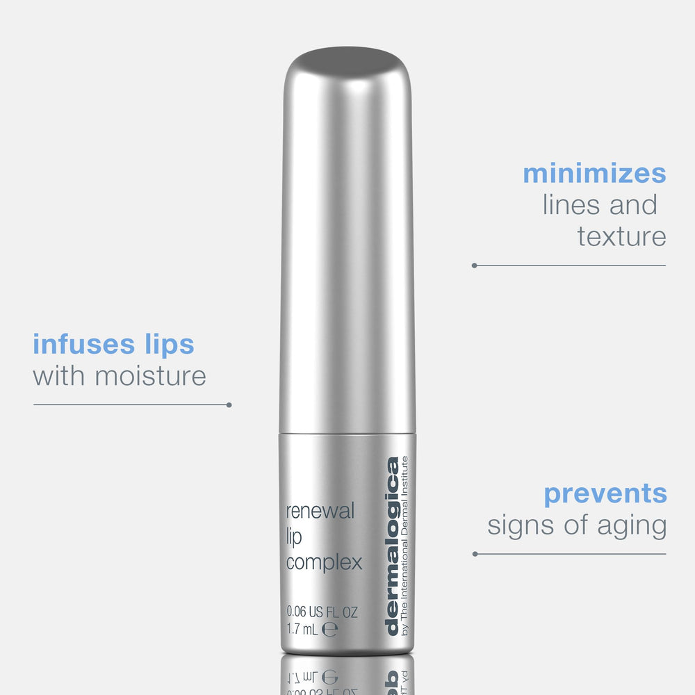 Dermalogica Renewal Lip Complex ingredients highlighting avocado oil and butters