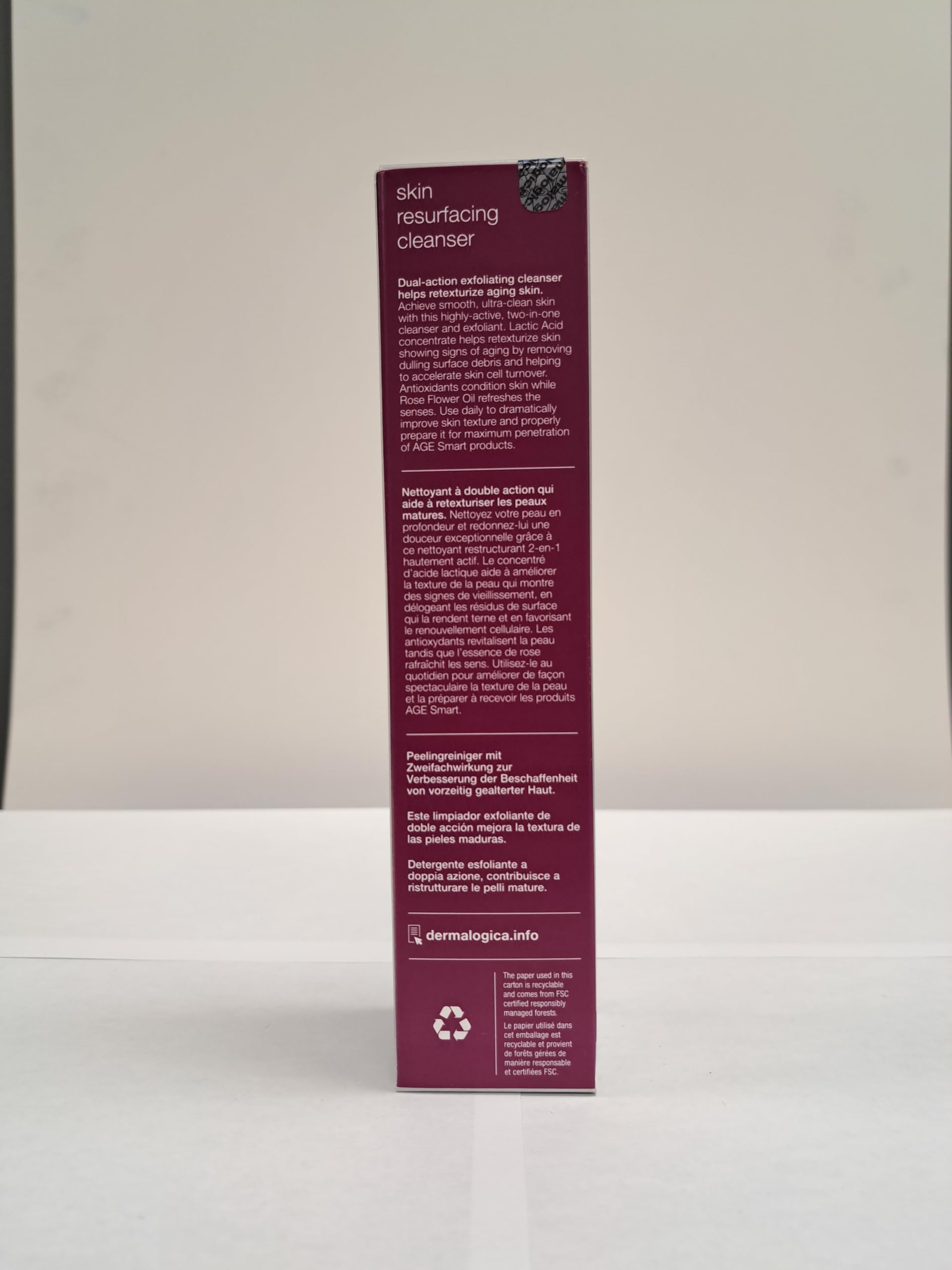 Dermalogica Skin Resurfacing Cleanser bathroom scene implies daily care in compact routines.