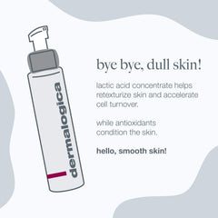 Dermalogica Skin Resurfacing Cleanser label detail emphasizes lactic acid exfoliation for smoother texture.