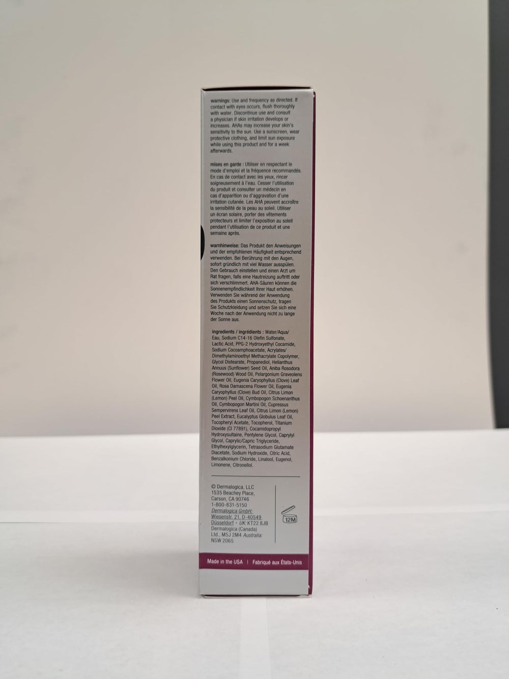 Dermalogica Skin Resurfacing Cleanser shelf-ready packaging on display signals a premium routine.