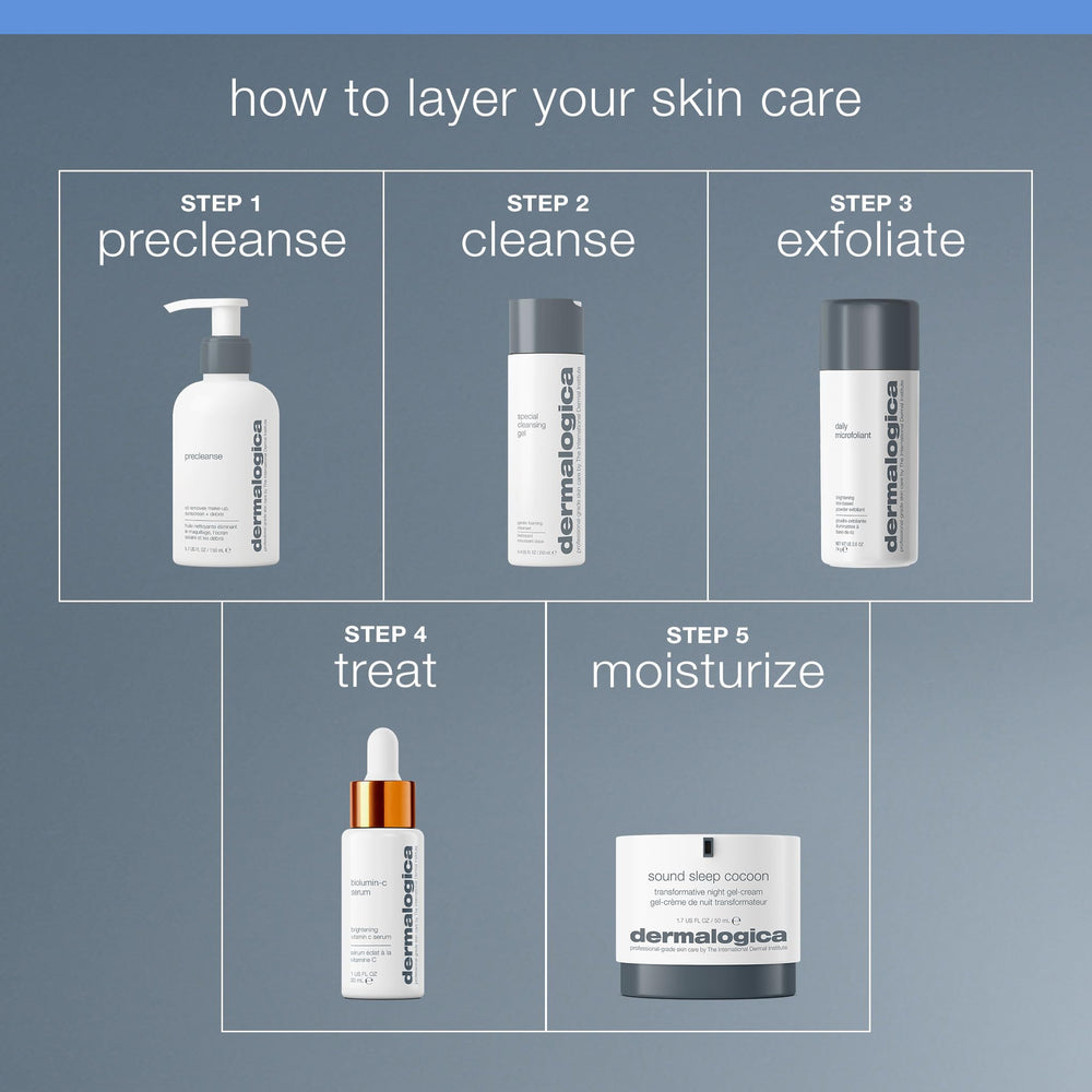 Dermalogica Sound Sleep Cocoon glow morning radiance shot suggests visibly brighter complexion.