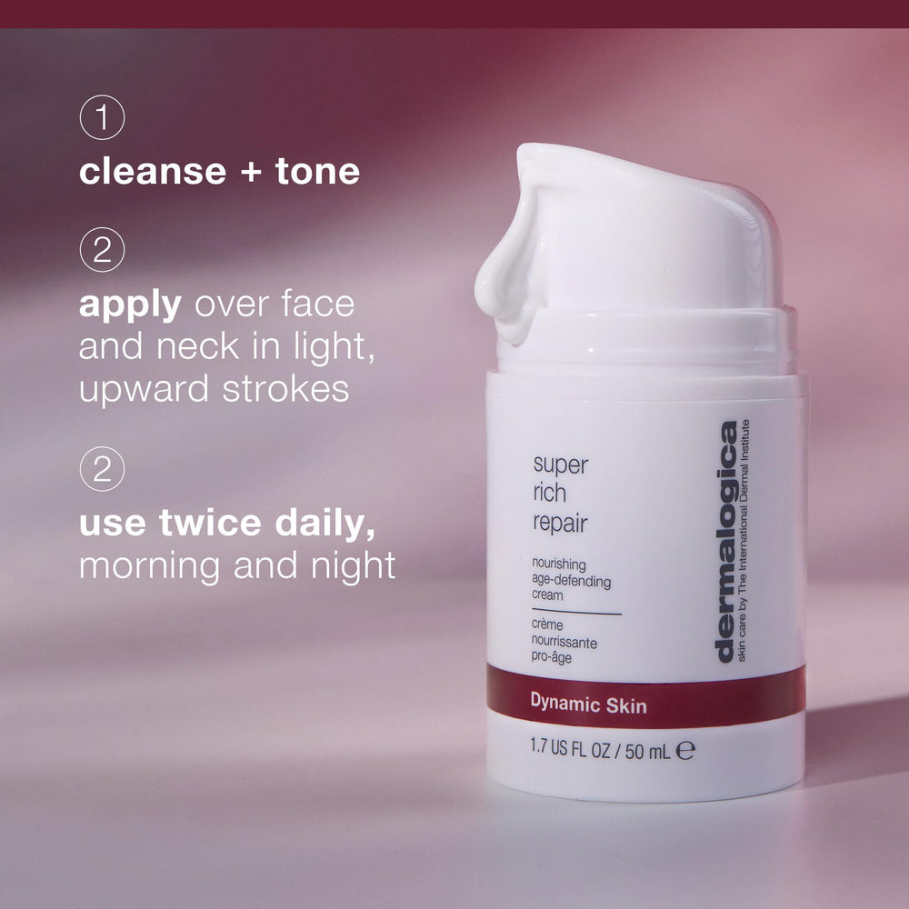 Dermalogica Super Rich Repair peptides highlight resilience and toned skin potential.
