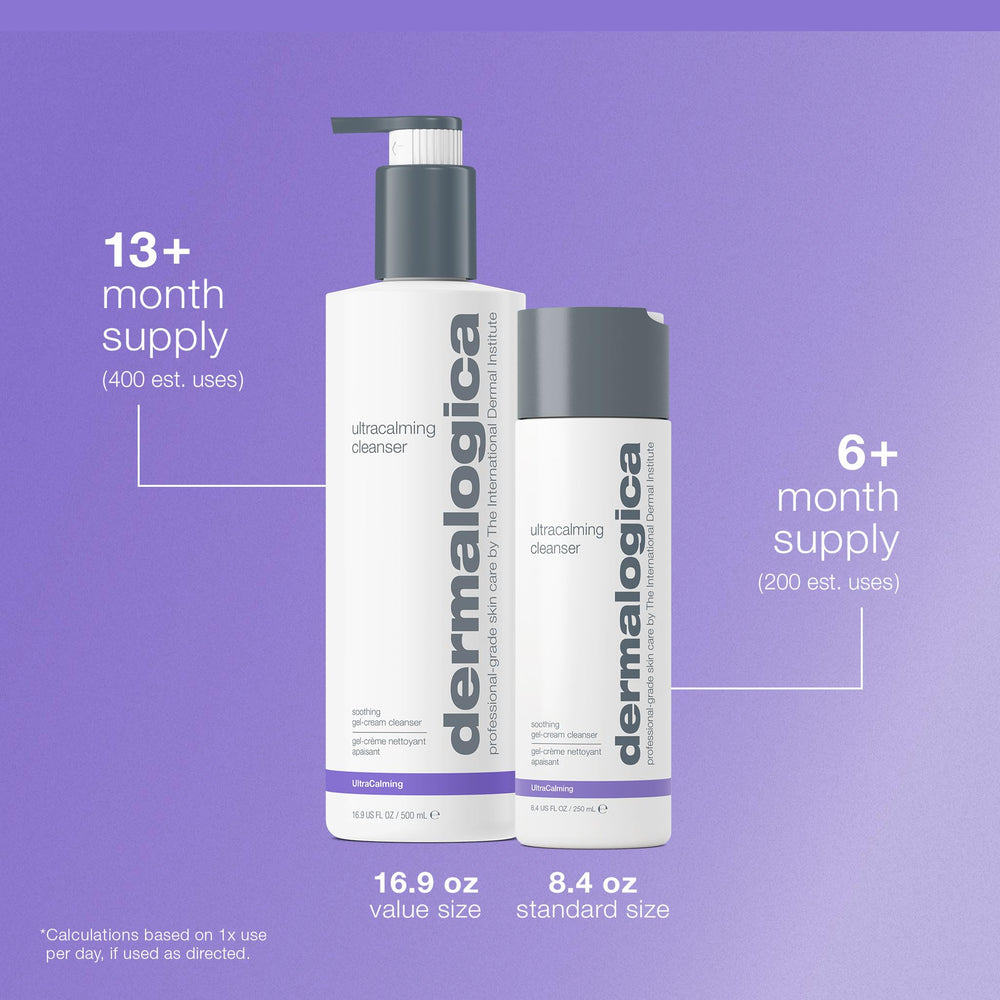 Dermalogica Ultracalming Cleanser on bathroom sink as part of daily routine