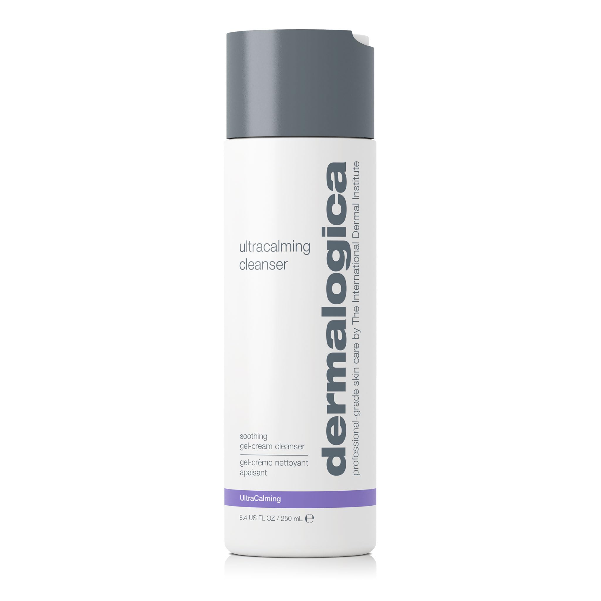 Dermalogica Ultracalming Cleanser bottle front, gentle cleanse for sensitive skin.