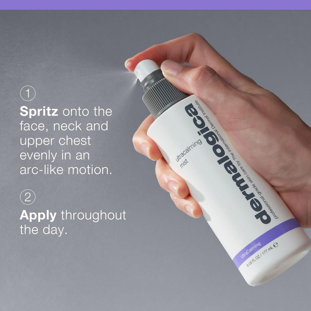 Dermalogica Ultracalming Mist used on neck and chest for gentle hydration
