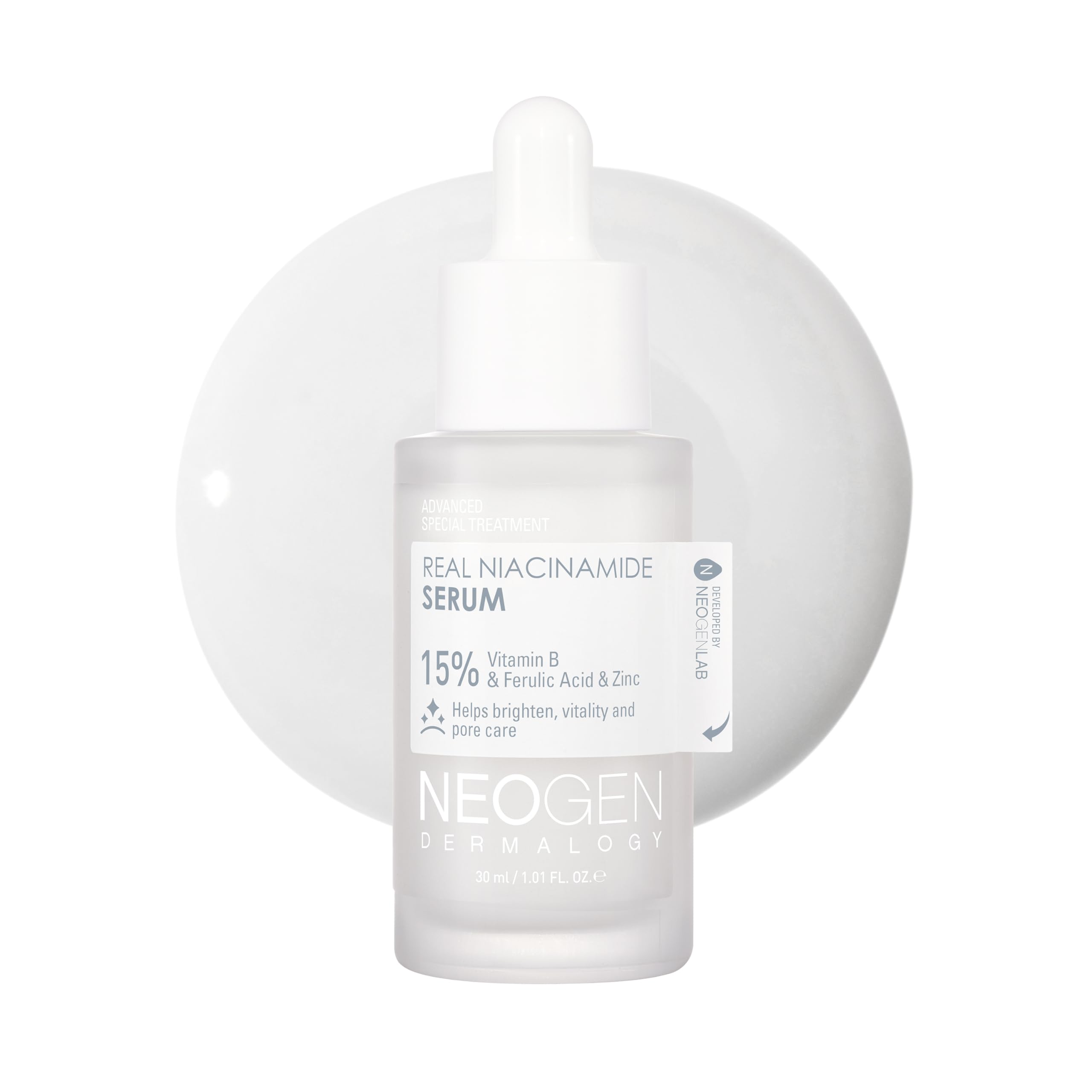 DERMALOGY by NEOGEN Real 15% Niacinamide serum bottle for radiant glow and hydration.