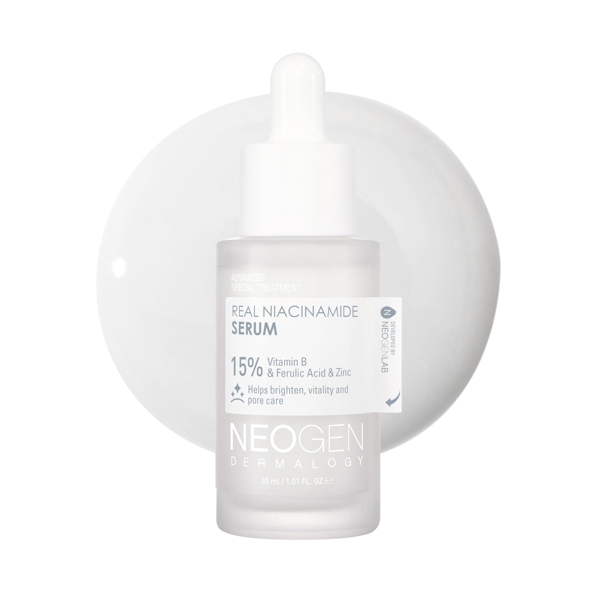 DERMALOGY by NEOGEN Real 15% Niacinamide serum bottle for radiant glow and hydration.