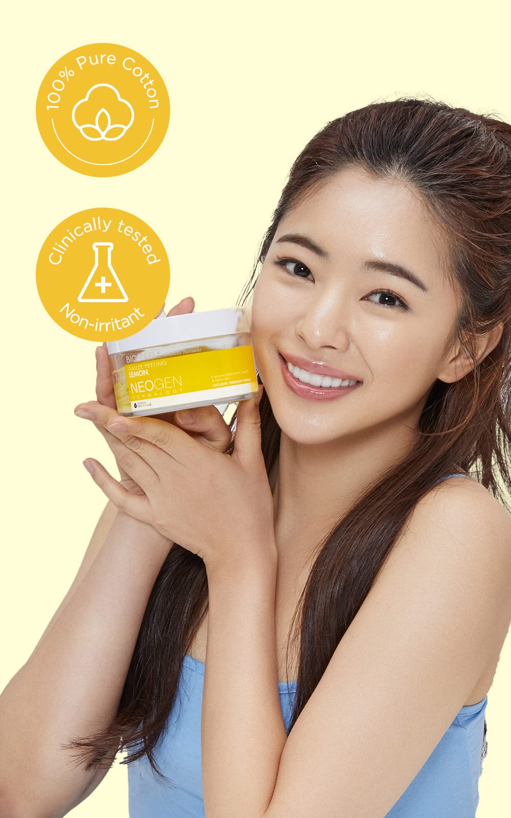 Soft cotton gauze pad resting on smooth skincare surface.