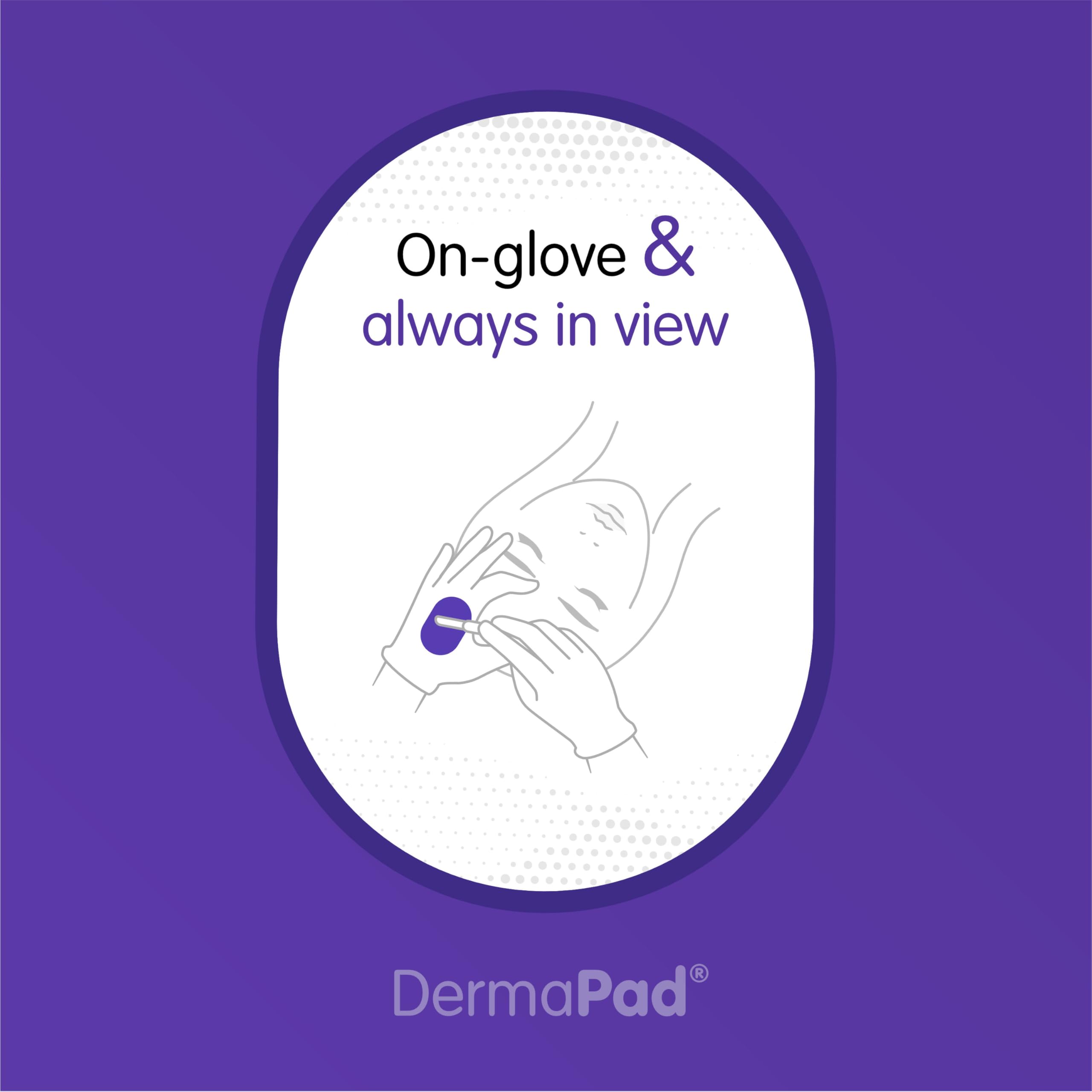 DermaPad sanitary disposal illustrates encapsulation with glove for easy cleanup.