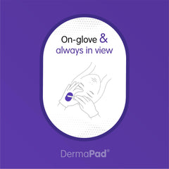 DermaPad sanitary disposal illustrates encapsulation with glove for easy cleanup.