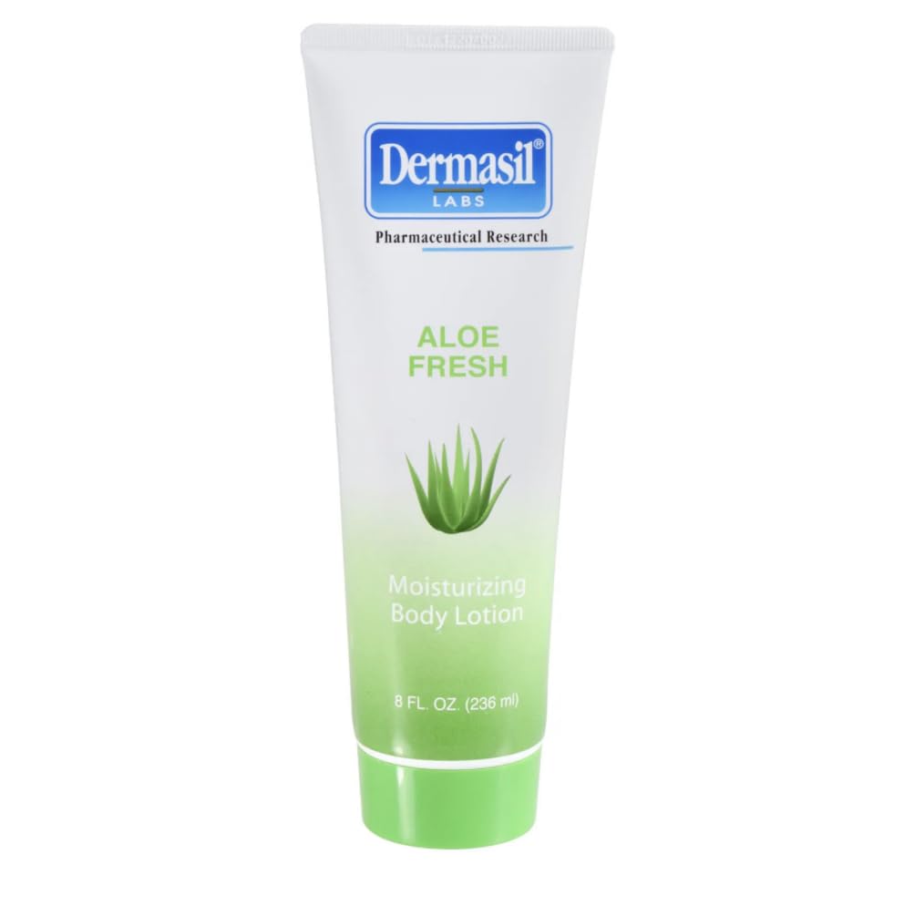 Dermasil Aloe Fresh loción corporal en botella, hidratación diaria para piel suave.