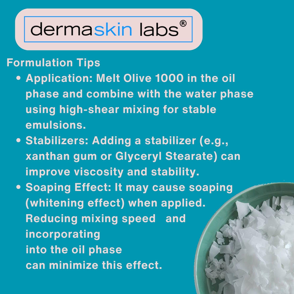 Dermaskin Labs Olive 1000 Emulsifier improves wet combability in hair care.