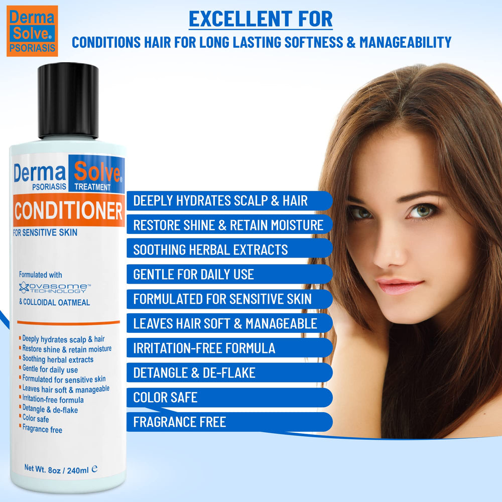 Dermasolve product packaging close-up highlights Ovasome technology nourishing the scalp.