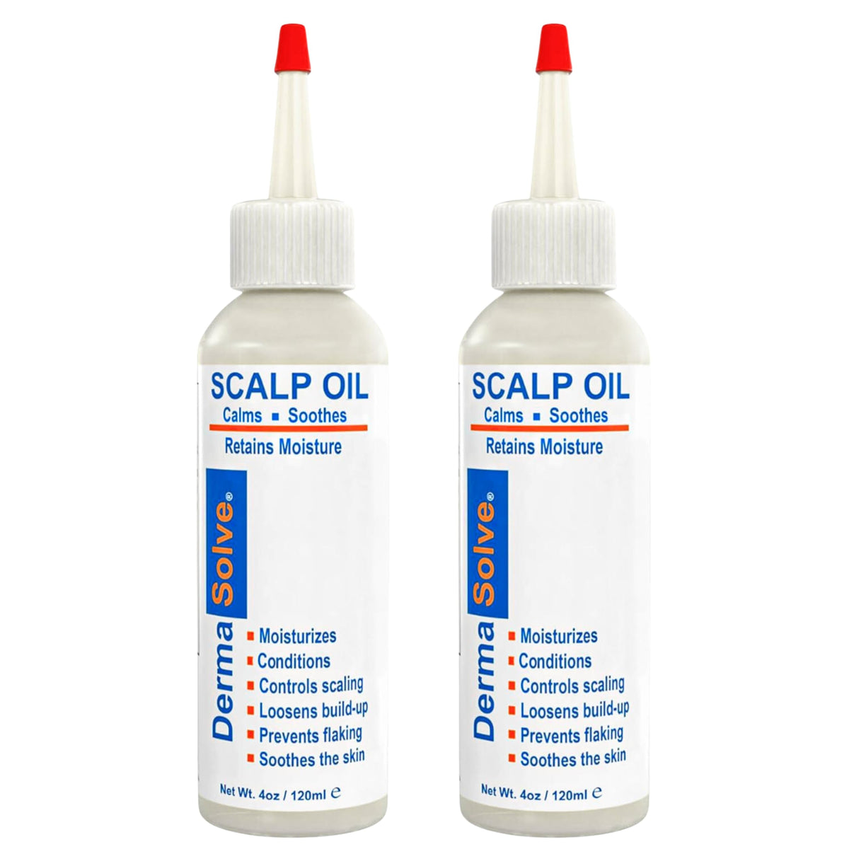Dermasolve psoriasis oil bottle pouring to soothe the scalp