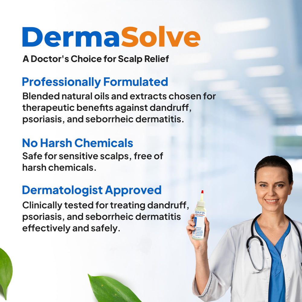 Dermasolve oil applied to scalp shows even distribution
