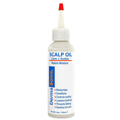 Dermasolve scalp oil bottle promotes itch relief and flake reduction.
