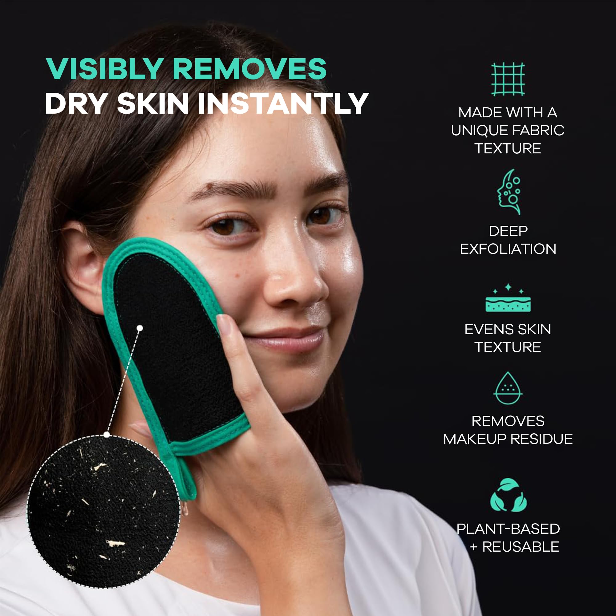 dermasuri guante exfoliante para rostro mejora la textura y limpieza