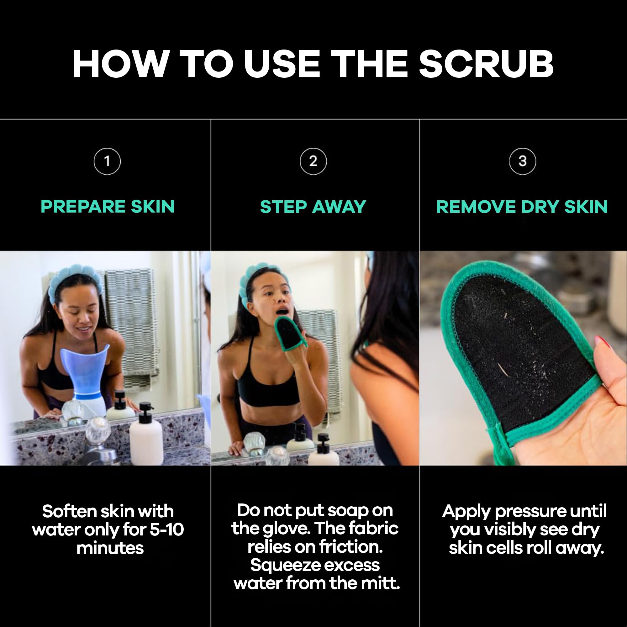 dermasuri guante exfoliante rostro durante la ducha aporta suavidad y luminosidad
