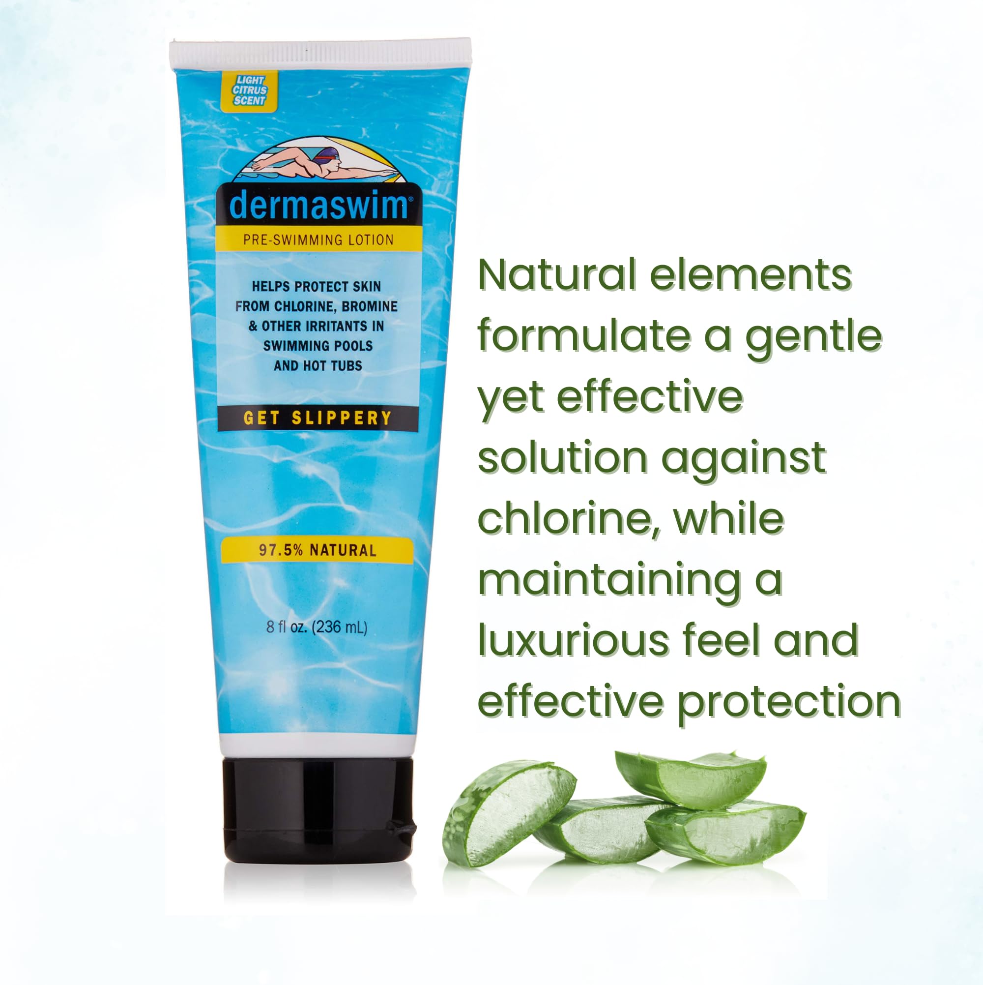 DermaSwim loción pre-nado al aplicar en la piel, sensación hidratante.