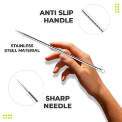 DERMATED ergonomic, non-slip grip for controlled at-home extractions.