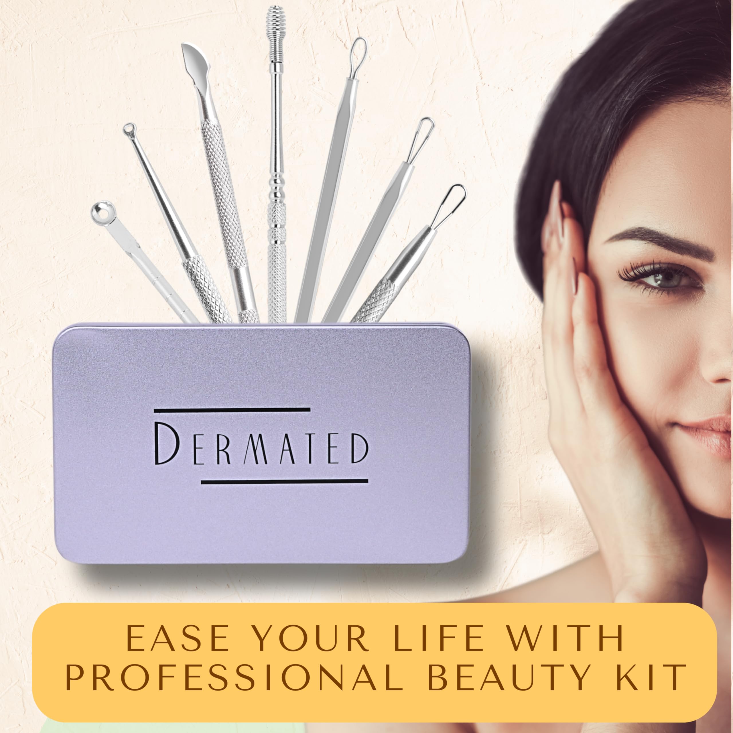DERMATED portable pimple popper kit suitable for travel and home use.
