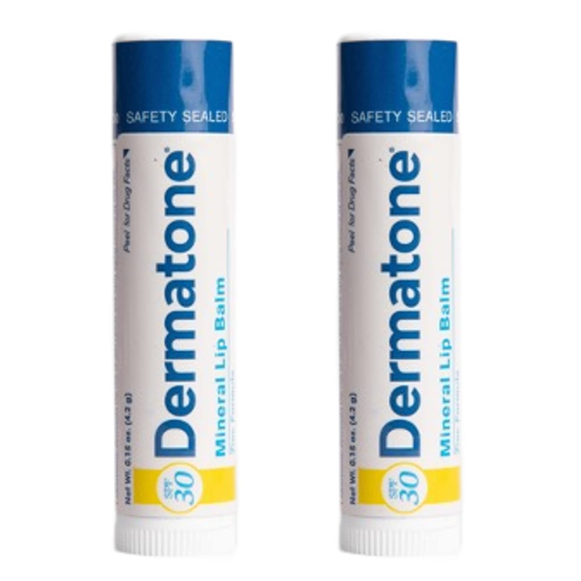 DERMATONE Balsamo labial mineral SPF 30, paquete 2, protección diaria para labios.