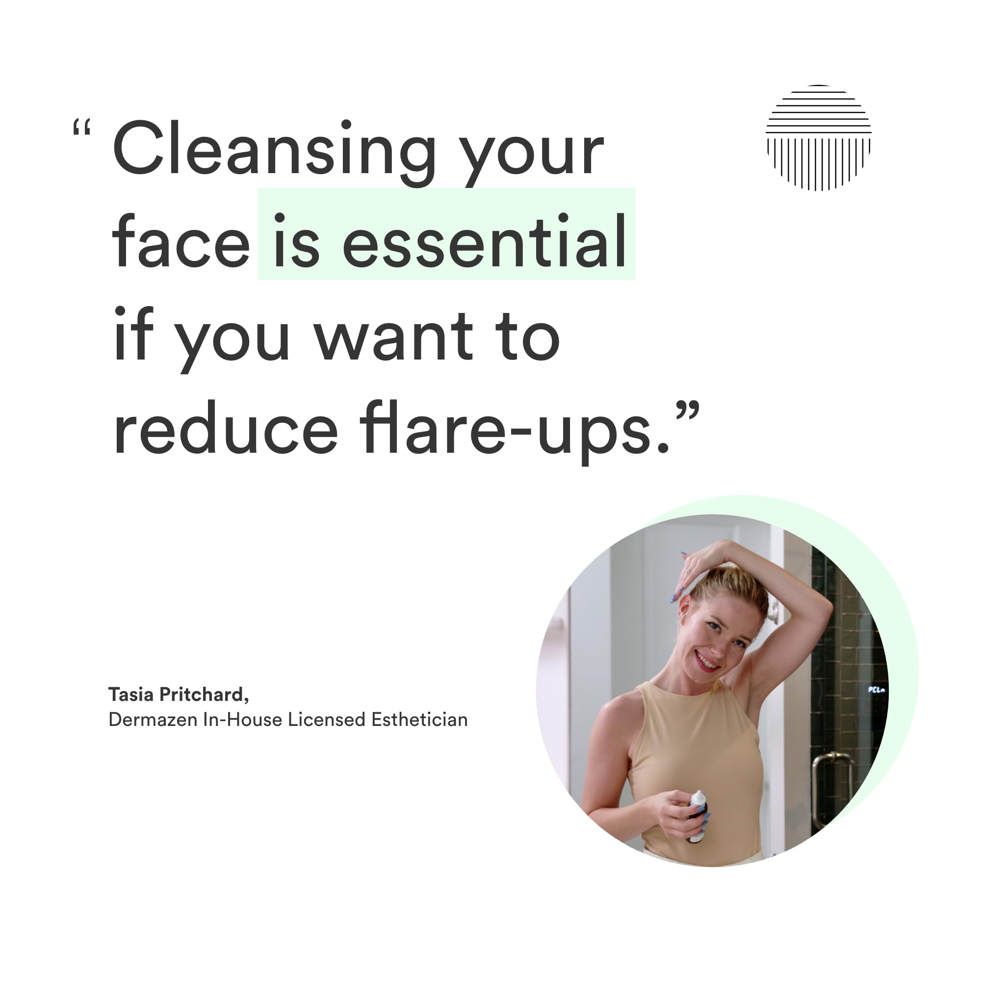 Dermazen Purifying Cleanser cap top in a clean bathroom