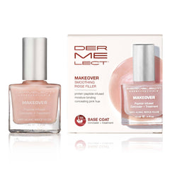 Dermelect Makeover Ridge Filler en aplicación suave para uñas lisas y uniformes.