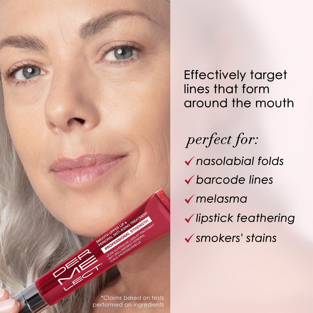 Dermelect Perioral area cream close-up shows hydration and line-softening potential.