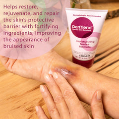 Dermend Arnica Bruise Cream on leg with velvety, light-feel application.