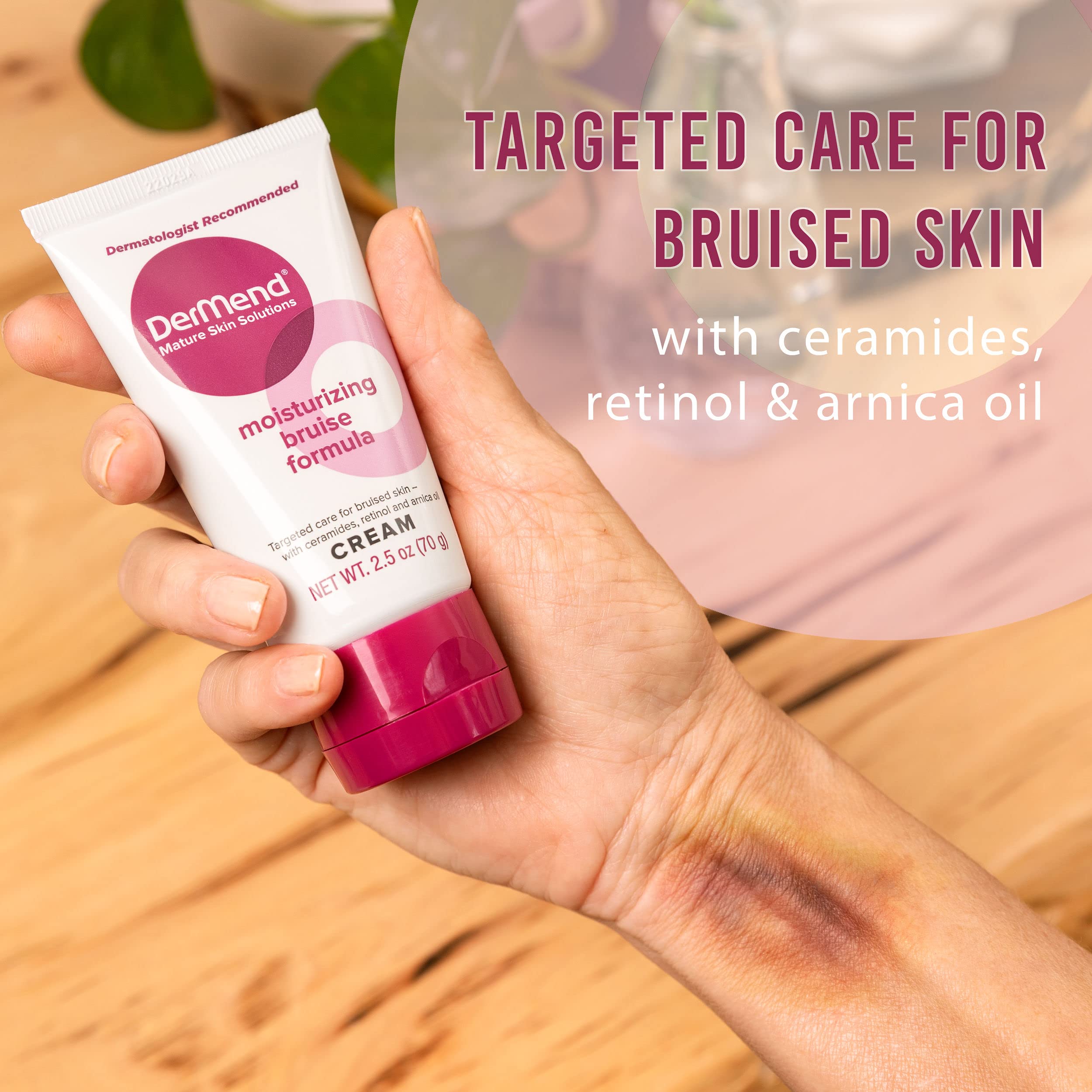 Dermend Bruise Cream being applied to affected area in soothing motion