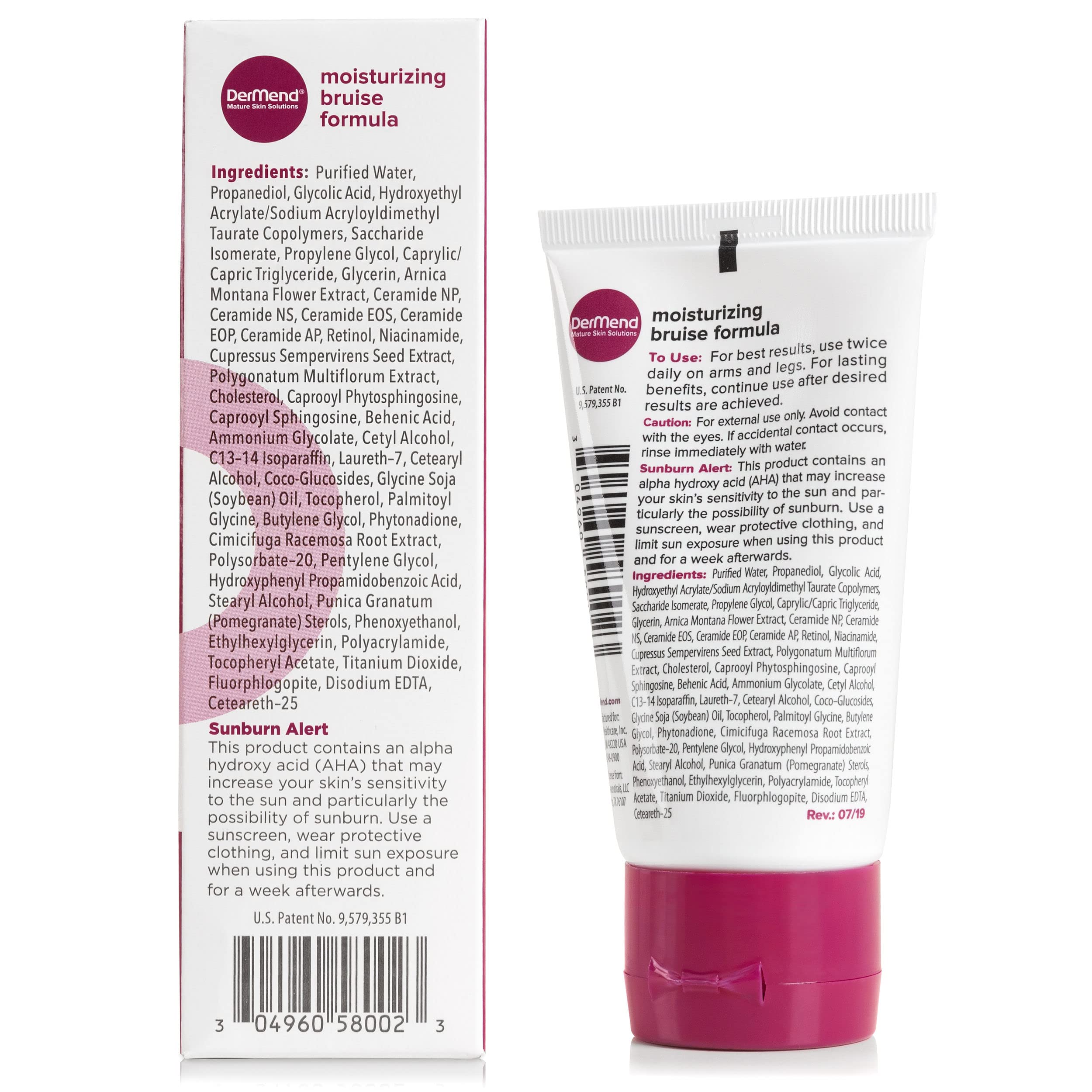 Dermend Bruise Cream outer packaging highlighting all natural ingredients