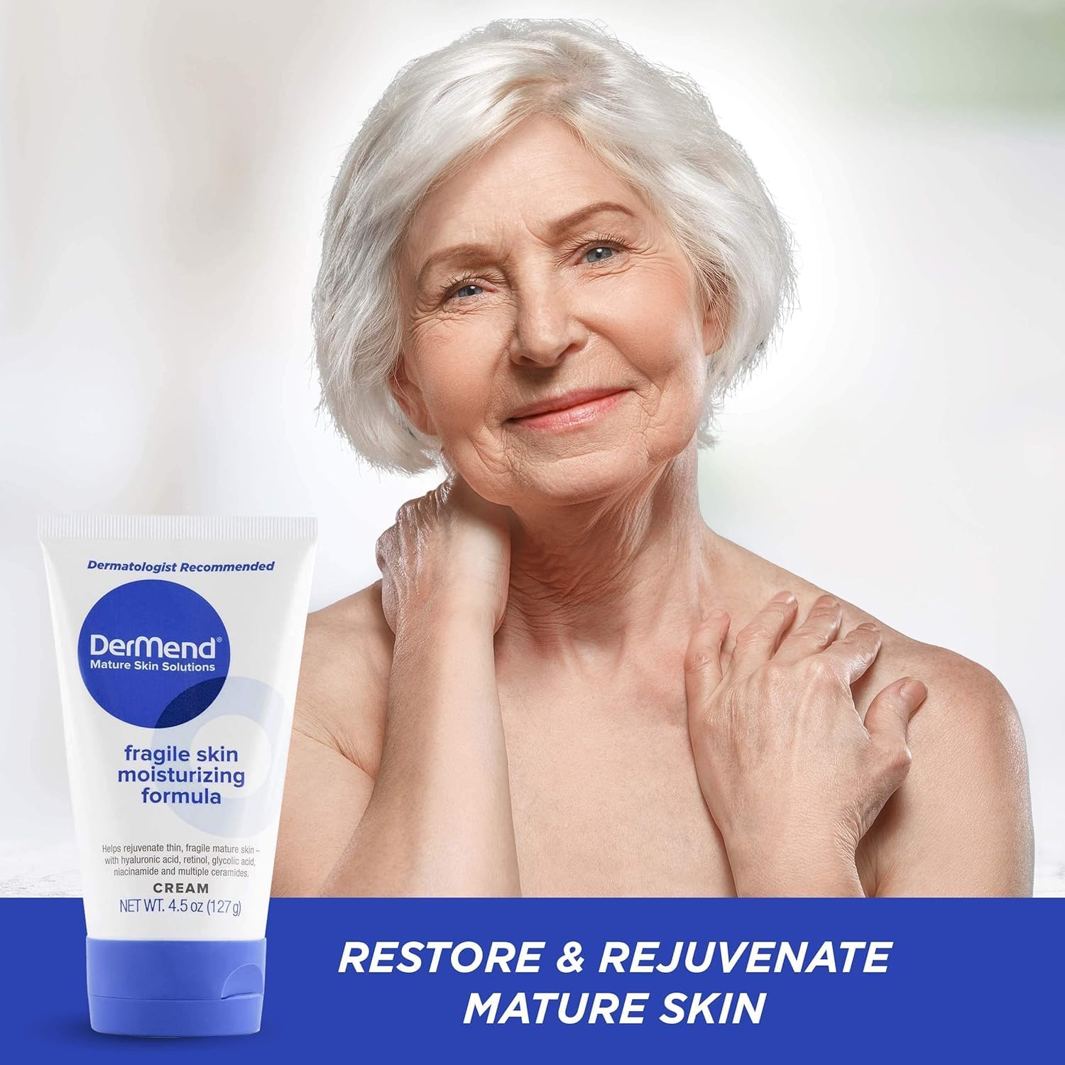 Daily skincare with Dermend after shower to maintain hydration.