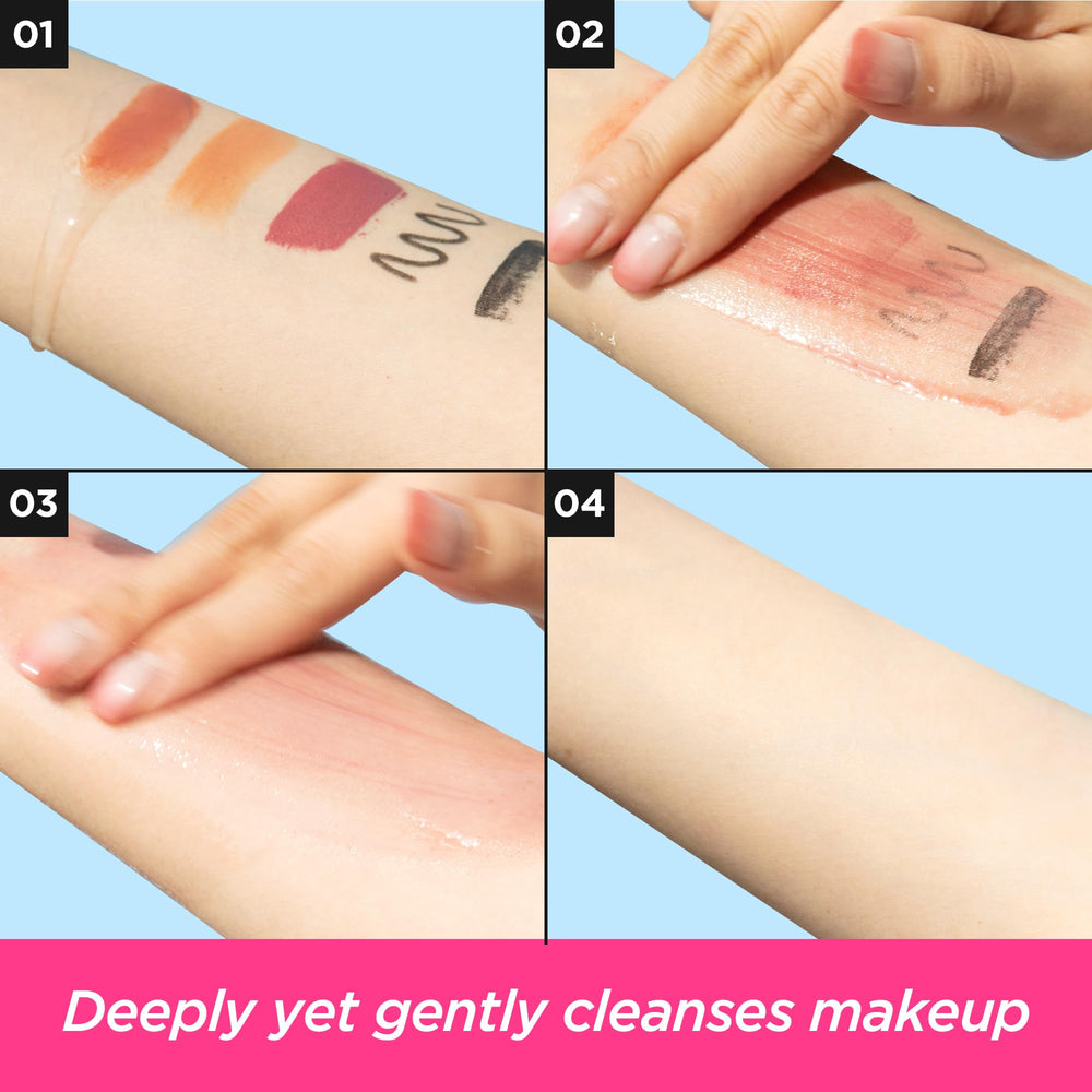 DERMALOGY Calming Cleansing Oil on makeup removal demonstrates micellar action.