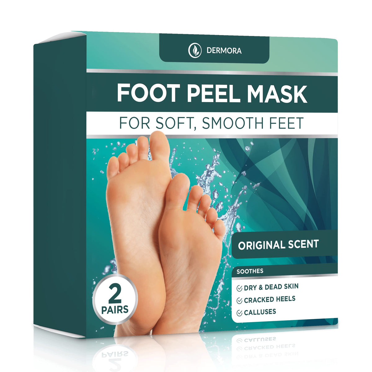 DERMORA mascarilla exfoliante para pies: aplicación de 60 minutos para pies suaves.