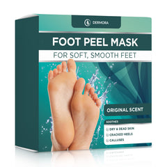 DERMORA Foot Peel Mask bottle for at-home exfoliation and smoother feet.