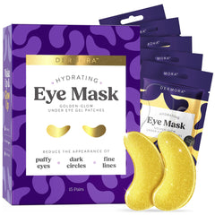 DERMORA Golden Glow parches ojos, empaque compacto para viaje y uso práctico.